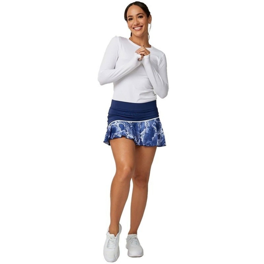 NEW Sofibella MED 13" Tennis Skirt Skort Navy Blue Snakeskin Python Print Ruffle